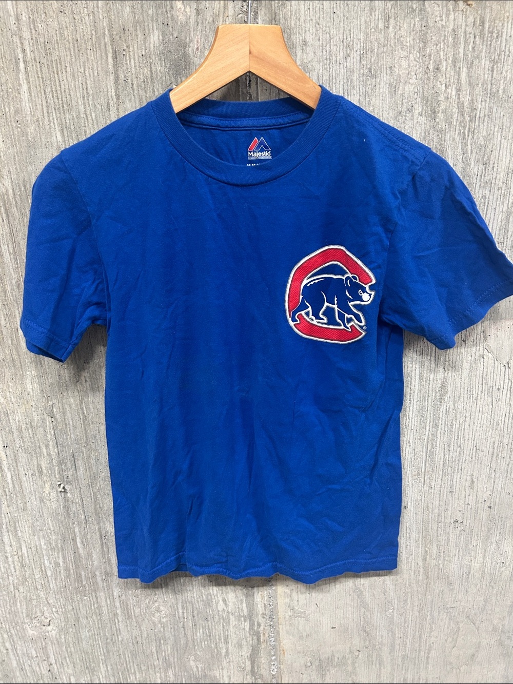 Kids Majestic Blue Chicago Cubs Pocket Logo T-Shirt Jake Arrieta‎ Medium